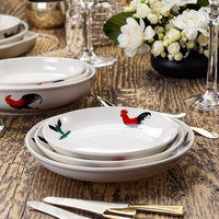 Appliques de coq traditionnelles personnalisables ensemble de plats à soupe en céramique vaisselle de salle à manger fantaisie avec couleur et logo personnalisés