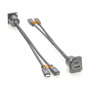 0.3m Interface Multimédia Haute Définition <span class=keywords><strong>Femelle</strong></span> 2.0 à <span class=keywords><strong>Micro</strong></span> HD Port Mâle Adaptateur Connecteur USB C 3.1 Montage sur Panneau Câble Vidéo - Product Image 3