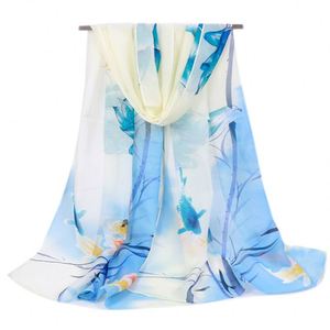 Pañuelo de Chifón para Mujer BESTELLA, Diseño Floral, Ligero, de Poliéster Transparente, Estilo Chal, con Estampado de Loto, en Oferta - Product Image 6