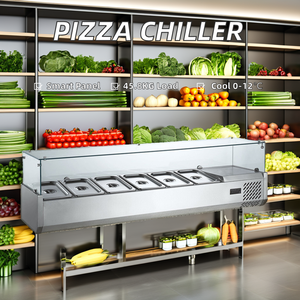 Refrigerador de vidrio con pantalla de temperatura única comercial <span class=keywords><strong>SUMYO</strong></span> 1200*395*200mm barra de ensalada 6x1/3GN escaparate de pizza de refrigeración - Product Image 3