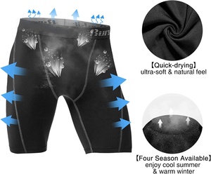 Sports Core Baselayer <span class=keywords><strong>pantaloncini</strong></span> a compressione da uomo Black Boxer inguine Guard Support MMA Running Fitness Gym Training Short Tight - Product Image 3