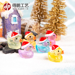 Christmas <b>Duck</b> Resin Figurine Miniature Ornament Led <b>Lighting</b> Desktop Car Decorative Craft - Product Image 4