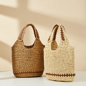 Sac fourre-tout en paille tressée style espagnol 2026 avec chaînes et broderies, grand sac à main de plage pour femmes - Product Image 1