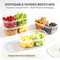 Boîte de rangement alimentaire à 2 compartiments, en plastique transparent de qualité alimentaire, avec couvercle, pour fruits et légumes, vente en gros