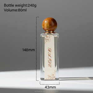Flacon de parfum en verre écologique personnalisé 75ml 80ml, flacon de parfum vide transparent recyclable à bouchon irrégulier avec capuchon en résine colorée - Product Image 6