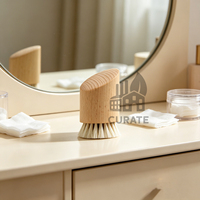 Brosse de bain en poils de chèvre avec logo personnalisé, brosse exfoliante ovale en bois naturel à poils doux pour le soin de la peau des bébés et des adultes