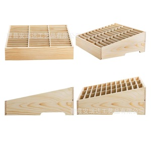 Boîte de rangement pour téléphone portable en bois, organisateur de bureau multi-compartiments, couleur bois naturel, type rectangulaire sur pied - Product Image 4