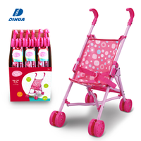 Poussette de poupée pliable en métal rose de haute qualité pour enfants, jeux de rôle filles chariot de poupée semblant jouer jouet-12 pièces/PDQ