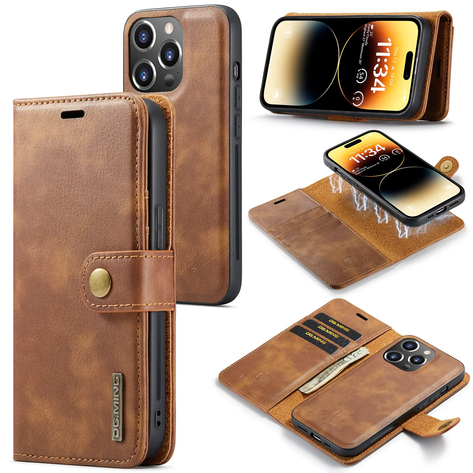 Flip leather Magnetic Phone Case for iPhone xr xsmax 6s 7 8 plus 2 in 1 Manufacturer Mobile for iPhone 14 13 12 11 promax 13mini
