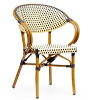 Chaise de salle à manger d'extérieur Uplion Factory Direct Style rétro moderne Cadre en aluminium Corde en plastique Tissage de rotin Fauteuil de loisirs Hôtel
