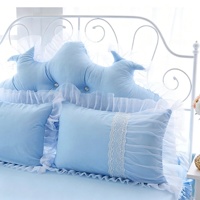 Ensemble de 2 taies d'oreiller en dentelle à volants 100% coton, style princesse, fermeture éclair au dos, housse de coussin douce, literie pour la maison et la chambre à coucher