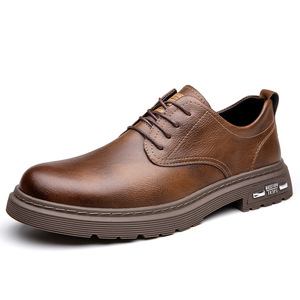 Zapatos de Vestir Casuales de Oficina para Hombre, de Piel Vacuna, Estilo Británico, Tacón Bajo, Antideslizantes - Product Image 5