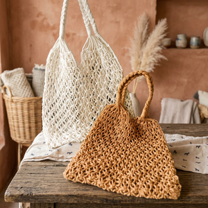 Bolso Tote Bohemio de Ganchillo con Flecos y Borlas, Parte Superior Abierta, Correa para el Hombro, Bolso de Playa Casual para Mujer - Product Image 4