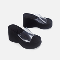 Sandales compensées XINZI RAIN pour femme, à plateforme épaisse, à bout ouvert, avec bride transparente en PVC, rehaussantes, pour l'été