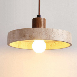 Luminaire suspendu LED en travertin jaune <span class=keywords><strong>de</strong></span> style Wabi-Sabi japonais, lampe suspendue médiévale, éclairage pour restaurant, bar, maison d'hôtes, chambre d'hôtes - Product Image 1