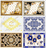 Carrelage de sol en porcelaine 3D glacé, motif fleur dorée, cristal poli, décoratif, pour hall d'entrée