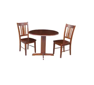 Dilun tavolo Dual Drop Leaf personalizzato con sedie 2-san Remo, 36 pollici, Espresso, Set di 3