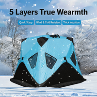 Tente de pêche pliable thermique extensible, facile à monter, en tissu Oxford imperméable, avec structure en fibre de verre, grande taille pour 3-5 personnes, toit surélevé