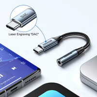 Adaptateur audio HiFi DAC de type C tressé noir SAMZHE 3,5 mm pour ordinateur portable, iPhone, iPad, enceintes de bureau et casques