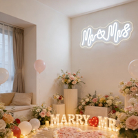 Enseigne néon murale de mariage « Mr & Mrs » en acrylique, à intensité variable USB, pour décoration de lieux de mariage, organisateurs d'événements, vitrines de magasins et entreprises