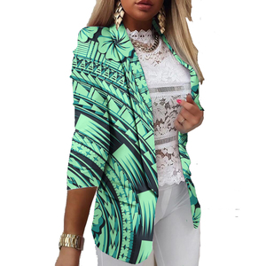 Direktvertrieb Damen Freizeitanzüge Elegante Gerade Polynesische Hawaii Blumenmuster Wärmeübertragungsdruck Damen <span class=keywords><strong>Blazer</strong></span> - Product Image 5