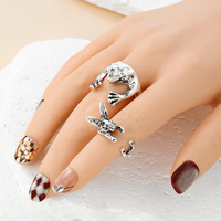 QT Hip Hop Retro Cincin Pria Punk Bentuk Hewan Berlebihan dari Paduan Logam Berlapis Elektro yang Dapat Disesuaikan Aksesoris Fashion