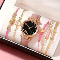 Montre à quartz populaire avec cadran diamanté et bracelet en cuir PU pour femme, ensemble de bracelets, vente en gros, ne comprend pas la boîte cadeau