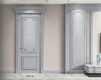 Nouvelle conception d'usine chinoise : Porte intérieure en bois massif de style traditionnel et moderne avec serrure à poussoir-tirer, surface finie, pour villa et hôtel, avec verre.