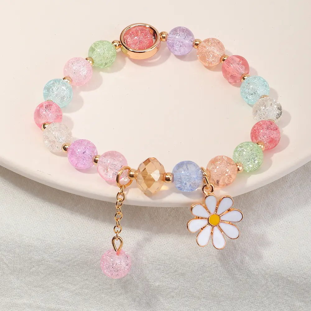 Wholesale stylish crystal bracelet diy charm with gold bead bracelet new design candy charms tassel bracelet for women