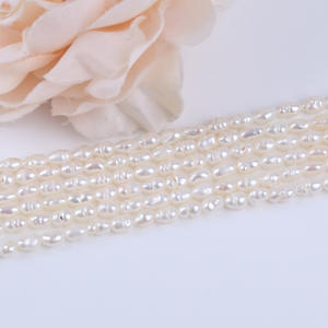 Perlas Sueltas de Agua Dulce Naturales de 3.5-4mm, Forma de Arroz, Color Rosa, para Bisutería, Collar, Accesorios - Product Image 4