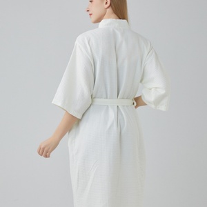 Peignoir long en tricot gaufré pour femme, doux, longueur intégrale, vêtement d'intérieur, robe <span class=keywords><strong>de</strong></span> <span class=keywords><strong>nuit</strong></span>, logo personnalisé, spa, maison - Product Image 3