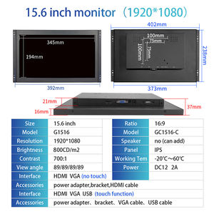 Monitor Layar Sentuh Kapasitif Bingkai Terbuka 15,6 Inci Kecerahan Tinggi 1000 Nits Layar LCD Industri Dengan Antarmuka HD-MI VGA - Product Image 6