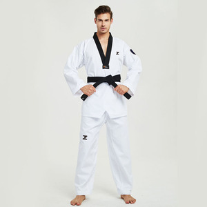 Uniforme deportivo para artes marciales, uniforme de taekwondo, <span class=keywords><strong>TKD</strong></span>, personalizado, dobok, Blanco, Negro, bule, taekwondo - Product Image 2