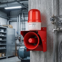 120dB Sprachansage mit einstellbarer Lautstärke, 12V/24V/220V Ton-Licht-Alarm, LED-Blitzlicht, mehrfarbig, Aluminiumlegierung, Wandmontage, Feueralarm