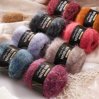 Fil à tricoter et à crocheter en mélange de mohair d'alpaga brossé et moelleux, 25g, doux, poids dentelle, pour pulls, écharpes, bonnets, vente en gros