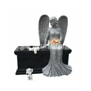 Statua di angelo lapide banco di granito pietra tomoidale e sculture e sculture del memoriale