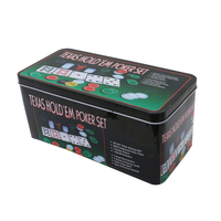 L'ensemble de jetons de poker comprend Hold em Mat 2 jeux de cartes Porte-jetons et boîte de rangement en étain Jeu amusant Fournitures de nuit