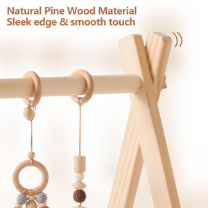 Gimnasio de Juego Plegable de Madera para Bebés con Juguetes Colgantes, Centro de Actividades para Recién Nacidos, Regalo de Madera Natural - Product Image 3