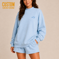 Ensemble sweat-shirt et short pour femme OEM, col montant, imprimé brodé de fleurs d'hibiscus en dentelle de haute qualité, vêtements décontractés pour femme