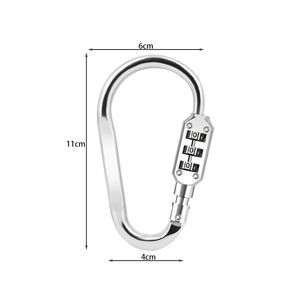 Mousqueton à clip avec cadenas à combinaison à 3 chiffres bleu sans clé pour voyage en plein air, chaîne de casque, lien de câble - Product Image 6