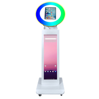 Cabina de Fotos Portátil para Celebración de Fin de Verano, Compatible con iPad de 10.2-13 Pulgadas, Anillo de Luz RGB, Pantalla de 37 Pulgadas, Máquina de Fotos para iPad