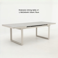 Meubles de restaurant d'hôtel, table rectangulaire d'extérieur avec chaises, table de jardin en aluminium et corde, ensemble de meubles de terrasse
