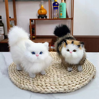Simuliertes Katzen-Plüschtier Miaomiao mit Geräuscheffekt, Lebensechte Katzen-Plüschfigur, Heimdekoration, Kuschelkissen, Sofadeko, Waschbar
