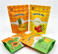 Sachet d'emballage alimentaire refermable à fenêtre transparente imprimé numériquement sur mesure, en MOPP/VMPET/PE laminé, pour bœuf séché