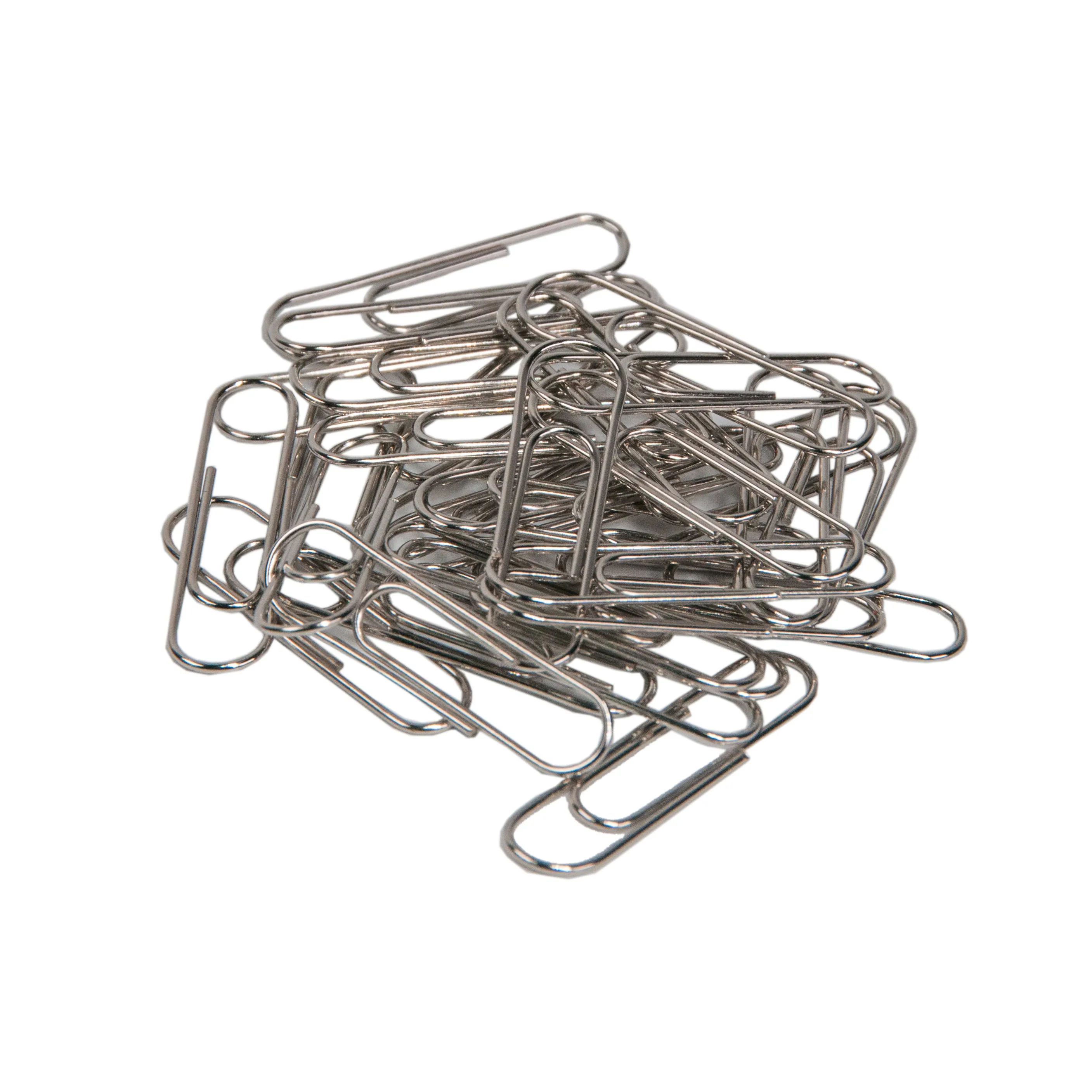 Wholesale customization Reliable Quality 28mm 100pc Flat Round Metal Silver Paperclips Office Supplies Paper Clips