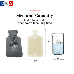 2L de goma botella de agua caliente de <span class=keywords><strong>color</strong></span> <span class=keywords><strong>gris</strong></span> de punto cubierta - Product Image 5