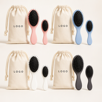 Ensemble de 2 brosses démêlantes personnalisées avec logo, brosse ergonomique en forme de S avec pochette personnalisée grande et petite pour les voyages et la maison