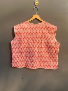 เสื้อกั๊ก100% คอวีลายดอกไม้สไตล์วินเทจของผู้หญิงแจ็คเก็ตแขนกุดสำหรับผู้หญิงเสื้อกั๊กลำลองทุกฤดู - Product Image 6