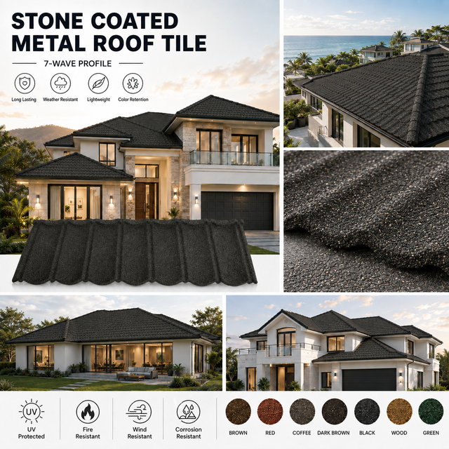 Premium Lightweight Aluminum Zinc Stone Coated Roof Tiles 5-Year Warranty for United States Villas Modern Houses Temples