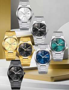Montres pour hommes Gohuos 8807, mode de luxe décontractée, grand cadran, bracelet en acier inoxydable doré, calendrier, montre à quartz, montre classique pour homme - Product Image 6